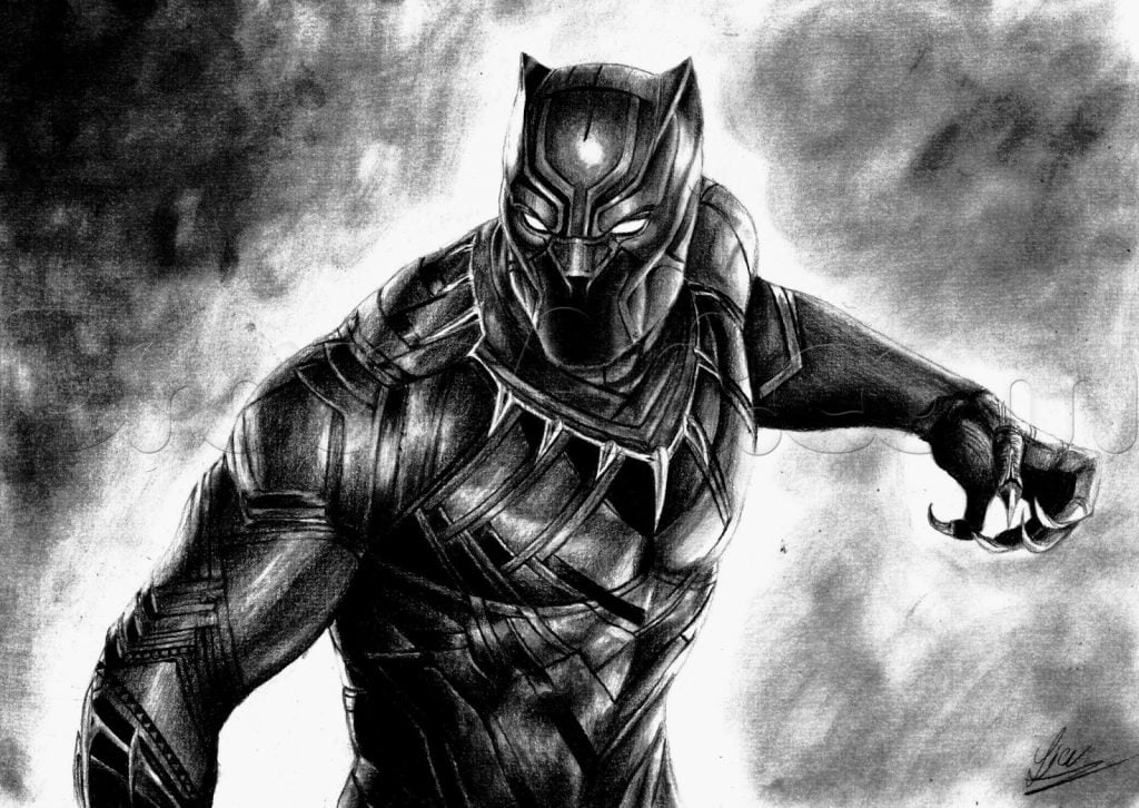 Buy Black Panther Pencil Portrait Drawing Print Online in India  Etsy