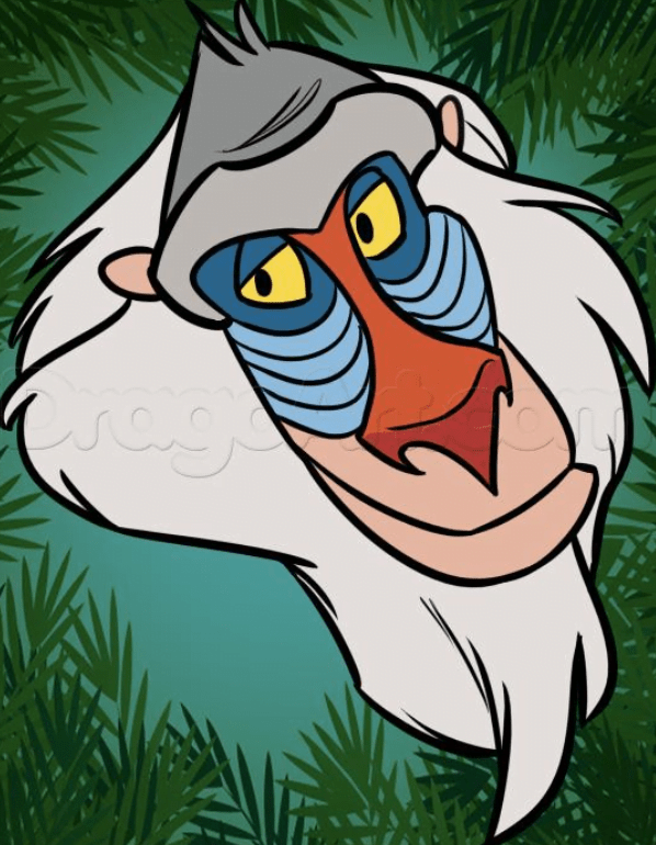 How To Draw Rafiki From The Lion King, Easy Tutorial, 7 Steps Toons Mag