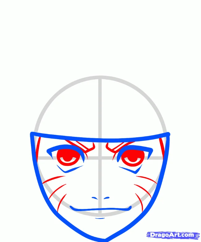how to draw naruto half face easy step-by-step, Easy anime drawing