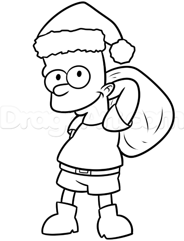 Christmas Bart Simpson Drawing Lesson Easy 7 Steps Toons Mag