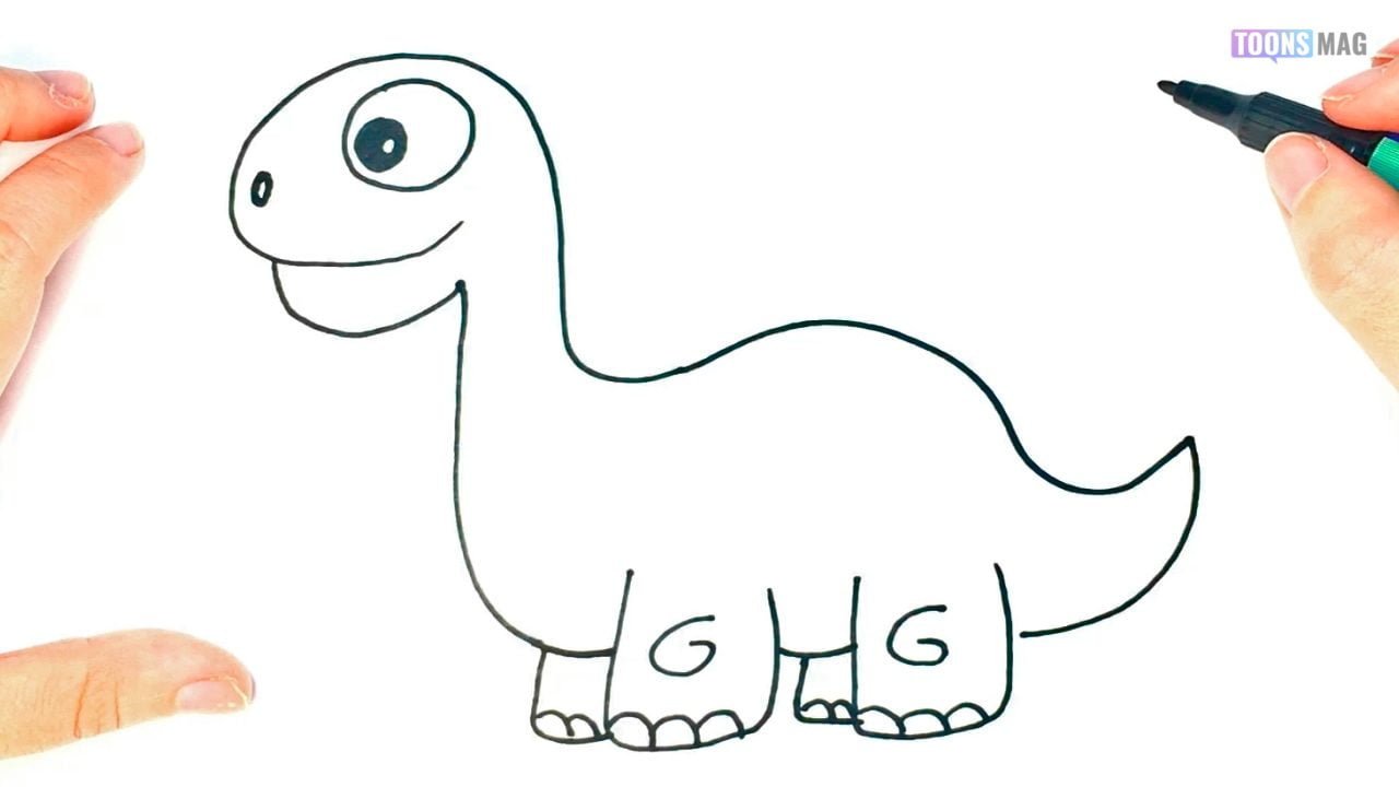 How to Draw a Cute Dinosaur - Really Easy Drawing Tutorial