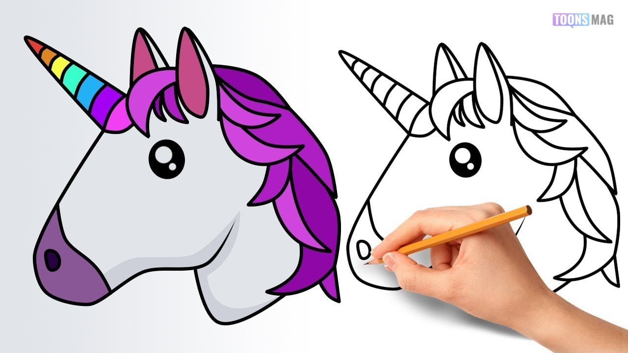 How to draw cute and easy kawaii unicorn step-by-step