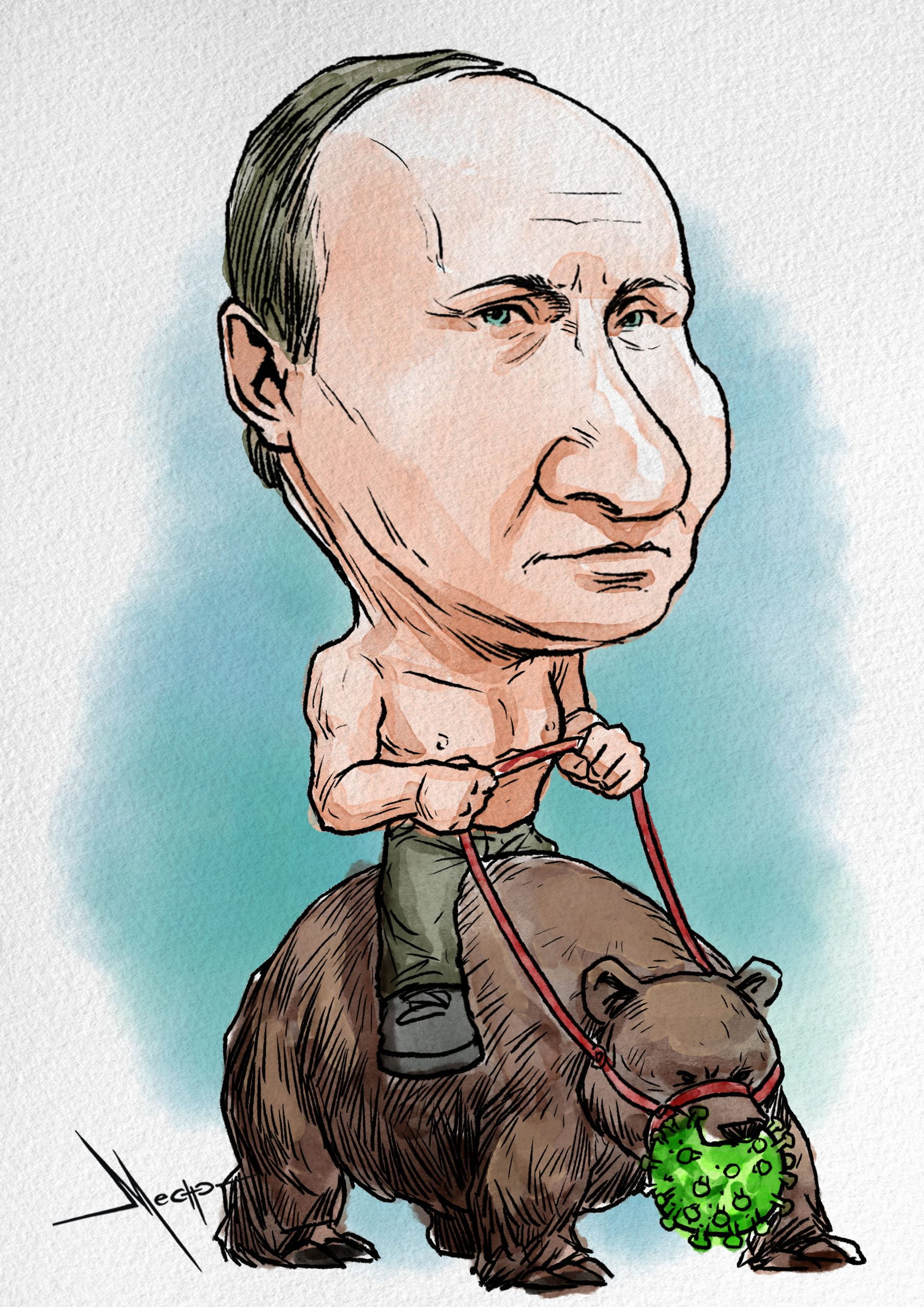 Chibi extreme cartoon of Vladimir Putin - SeaArt AI