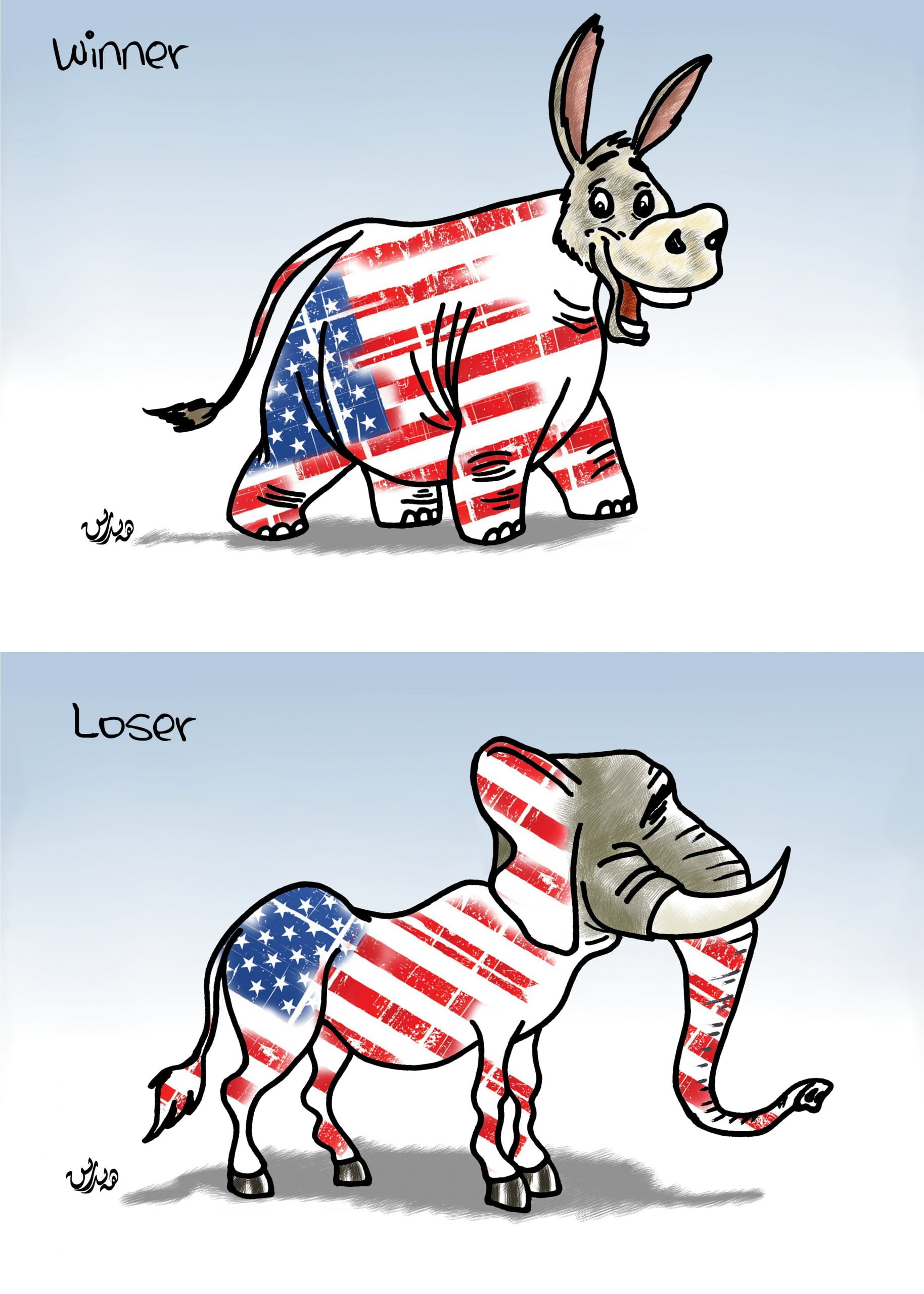 US Presidential Elections Winner And Loser Cartoon - Toons Mag